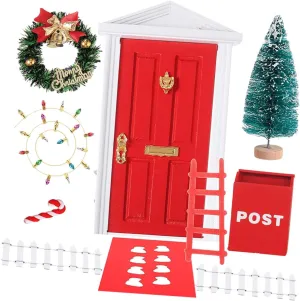 1 Set Christmas Miniature Fairy Door DIY Dollhouse Decor Accessories for Holiday Crafting Realistic Figurines for Christmas Themed Displays