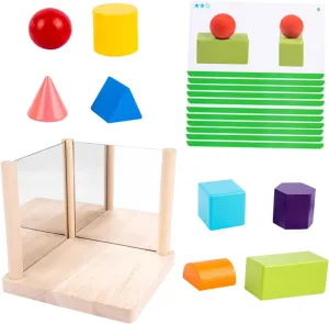 1 Set Geometric Shape Mirror Cognitive for Early Education Plaything Design Bright Colors for Engaging Learning for Development