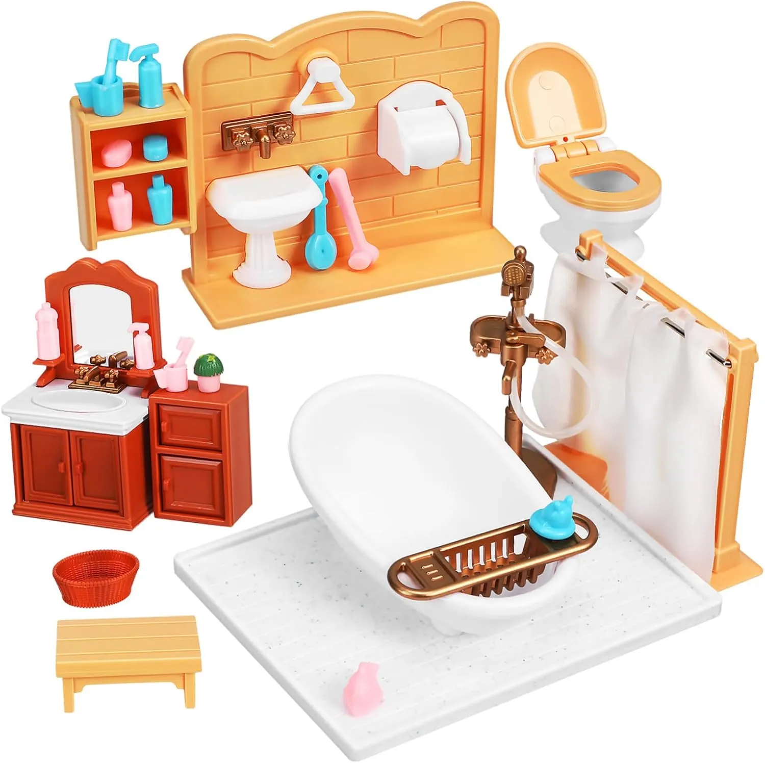 1 Set Mini Bathroom Furniture Realistic Tiny Shower Accessories for Dollhouses Safe Decor Imaginative Play