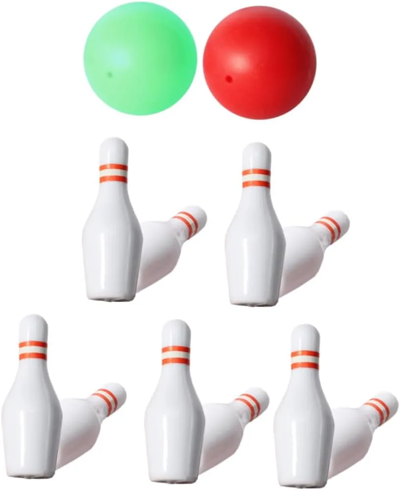 1 Set Mini Bowling Set for Dollhouse Desktop Bowling Accessory Lightweight Compact Decoration for Miniature Sports and Imaginative Play