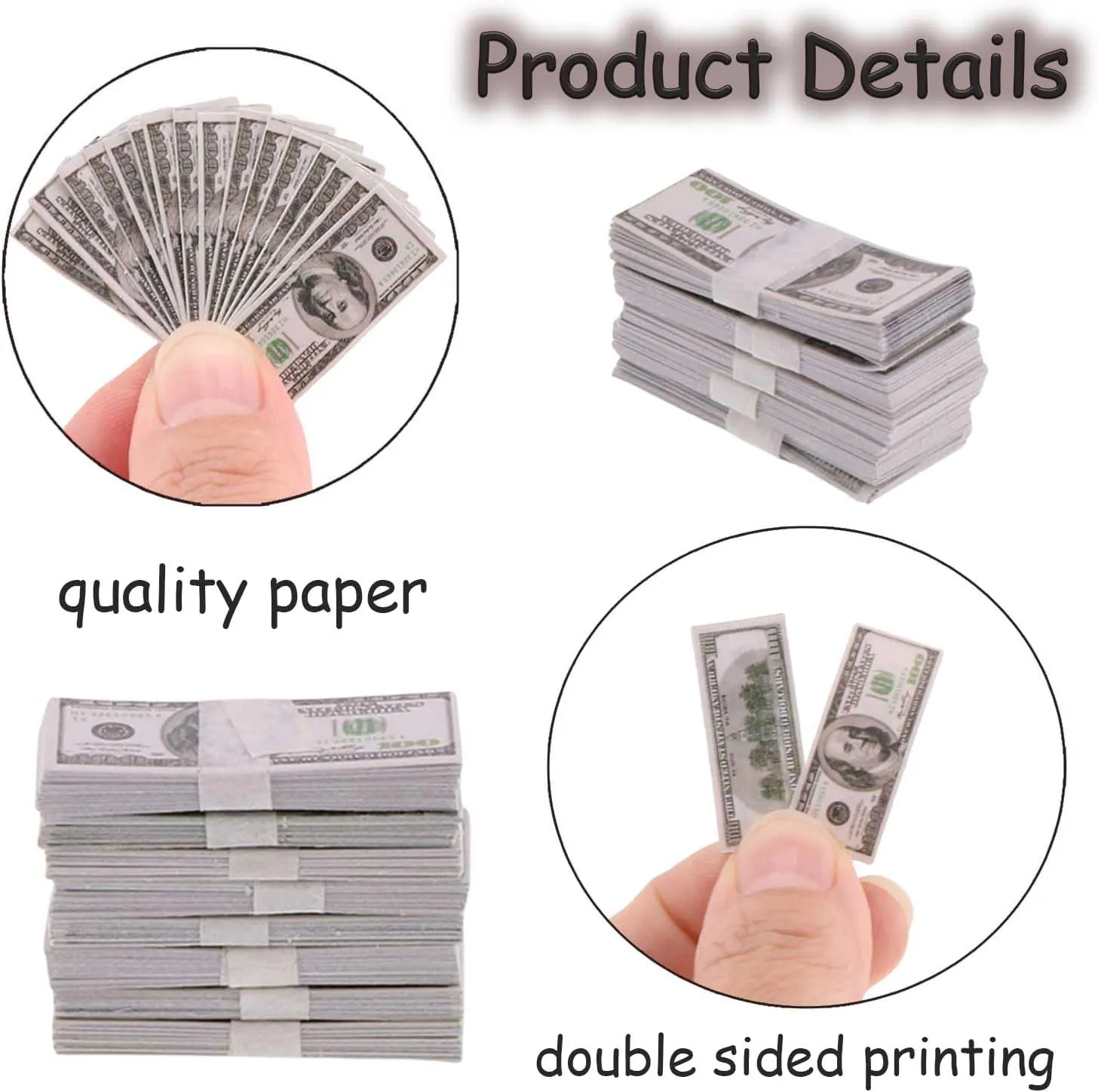 1 Set Mini Prop Miniature Beer Bottles Mini Beer Cans Miniature Money 100 Dollar Bills Model Set for 1/6 Scale Tiny Doll Assesories Dollhouse Decoration Figure Accessories (Set C)