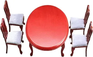 1 Set Miniature Furniture Set for Crafts European Style Wood Dining Table and Chairs Design for Dollhouse Decoration Space Saving and for Areas