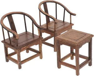 1 Set Set Miniature Wooden Chair Model Set Chic Adornment for Dollhouse Home Decor Real Furniture for DIY Projects and Graduation Designs Cute Miniature Furniture