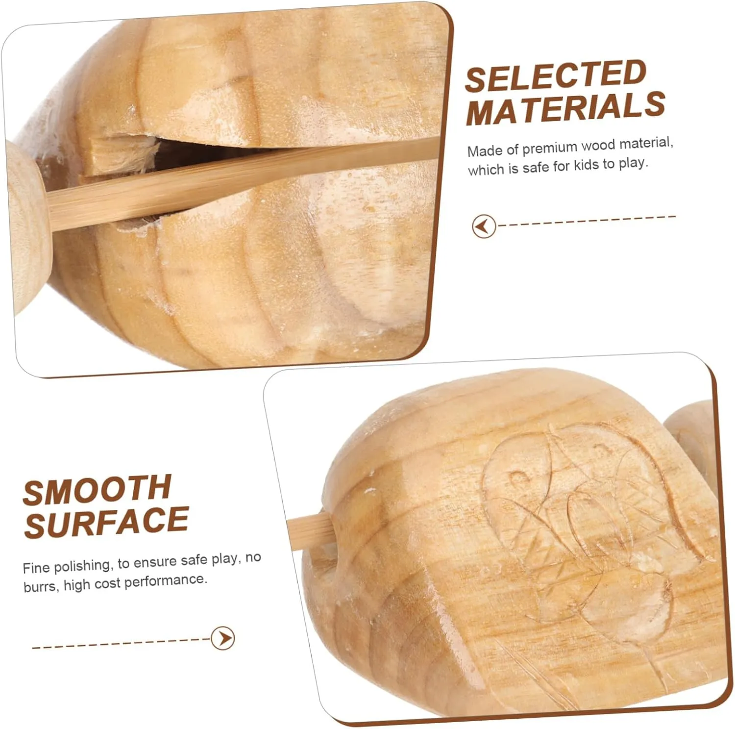1 Set Wooden Fish Temple Block Musical Instrument Supplies Safe High End for Rhythm Play Present for Boys