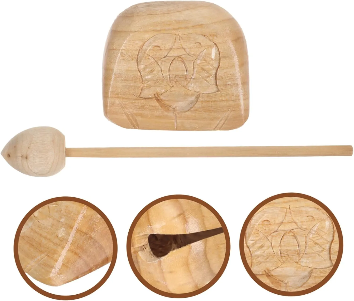1 Set Wooden Fish Temple Block Musical Instrument Supplies Safe High End for Rhythm Play Present for Boys