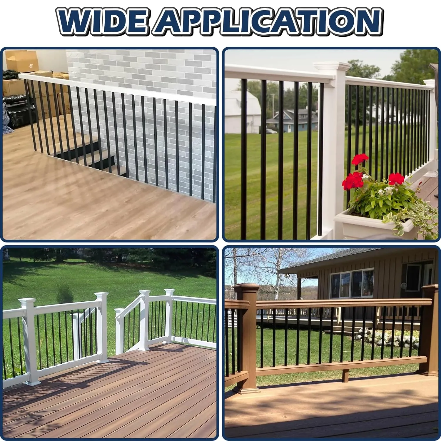 100 Pack 26'' Aluminum Deck Balusters Round Aluminum Balusters for Deck Railing 3/4" Diameter Deck Spindles with Screws Connectors Metal Deck Balusters Staircase Porch Patio (26", 100PC)