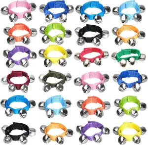 100 Pcs Christmas Wrist Band Jingle Bells Percussion Wrist Shaking Bells Musical Rhythm Instrument Ankle Bells for Christmas Party Decoration Favors(Multicolor)