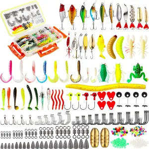 1000 Pcs Fishing Lures Baits Accessories Kit Including Crankbaits Spinnerbaits Plastic Worms Jigs Topwater Lures Tackle Box Economical Premium Starter Fishing Gear Set Available Men's Fishing