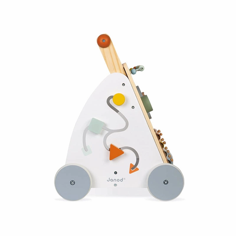 100% Eco Wooden Montessori 9-Piece Activity Baby Walker | Removable Brake | 12m 