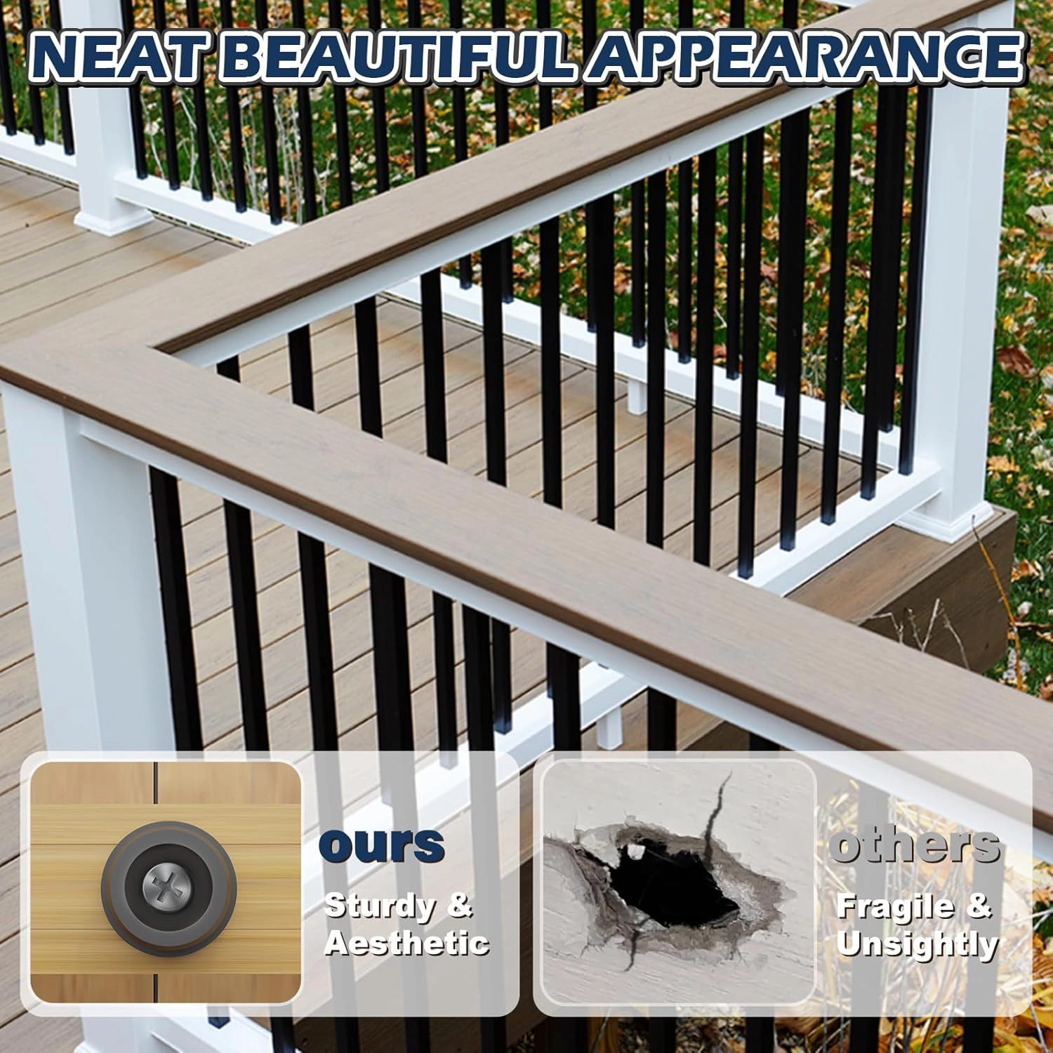100 Pack 36'' Aluminum Deck Balusters Round Aluminum Balusters for Deck Railing 3/4" Diameter Deck Spindles with Screws Connectors Metal Deck Balusters Staircase Porch Patio (36", 100PC)