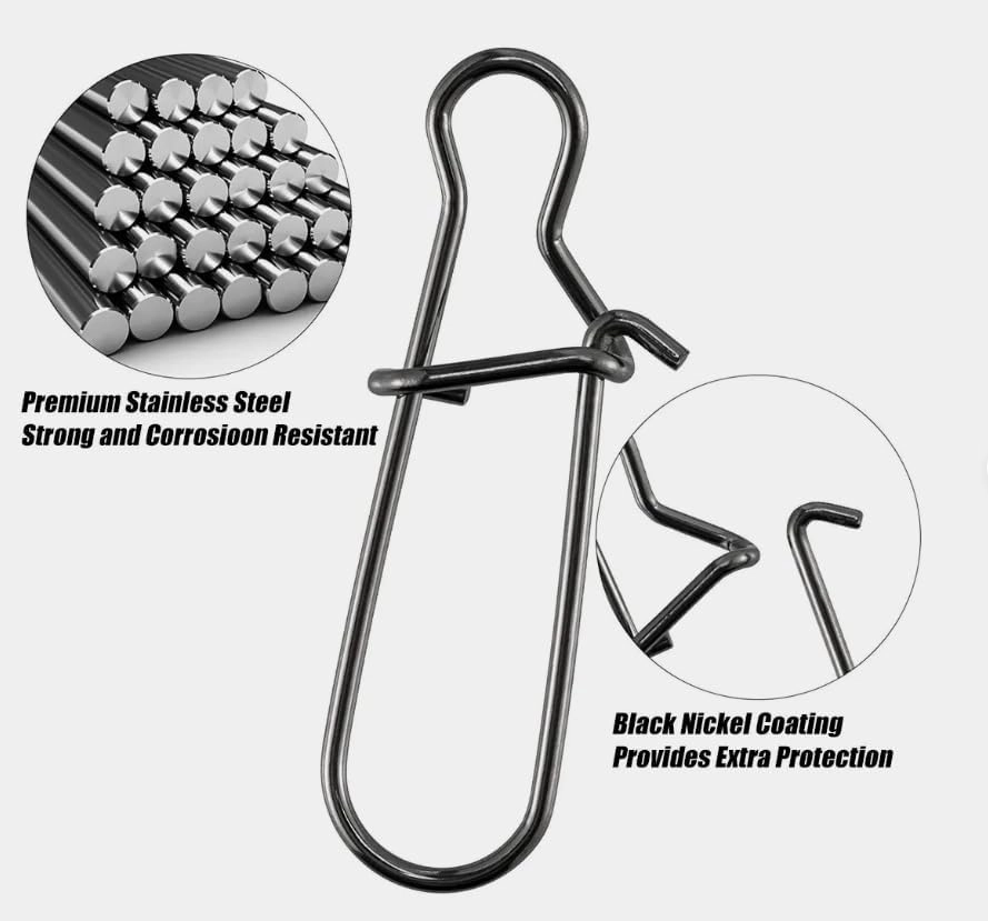 100pcs Fishing Snaps Duo Lock Snap Stainless Steel 8LB-220LB Quick Lure Snap