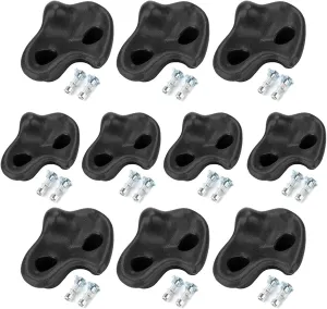 10PCS Black Rock Climbing Holds,Extra Large Hard Plastic Comfortable Rock Climbing Stone Rocks Bright Colors Wall Stones with Screw Pad and Nut for Outdoor Indoor Climbing Frames Adult Playground