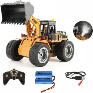 11-CH Full Functional Front Loader 1/18 RC Remote Control Construction Toy Tractor Lights Sounds and Spray 2.4Ghz Remote Control Tractor Toys Remote Control Bulldozer RC Construction Vehicles Toys