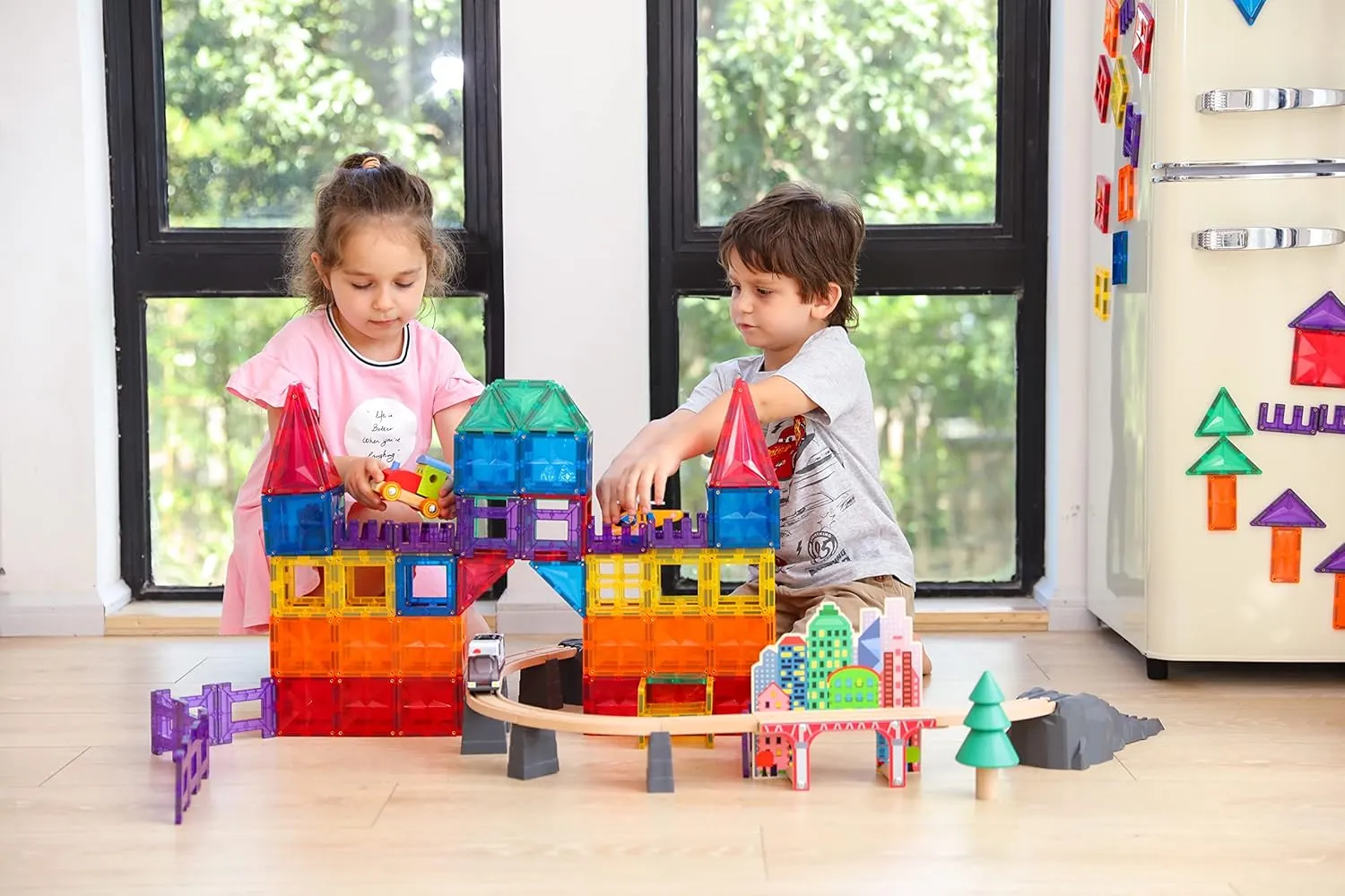 110PCS Premium MagneticTiles, MagnetTiles, STEM AUTHENTICATED, Magnetic Blocks, Magnetic Building Blocks, Magnets for Kids, MagneticTile Toy Boys Girls Age 3 4 5 6 7 8