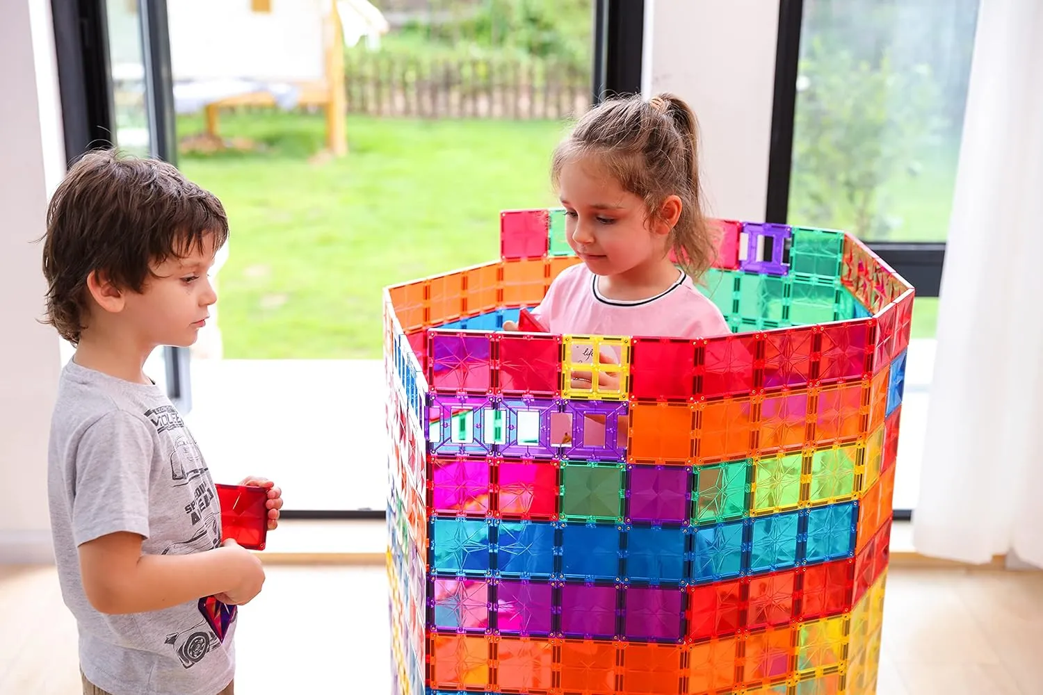 110PCS Premium MagneticTiles, MagnetTiles, STEM AUTHENTICATED, Magnetic Blocks, Magnetic Building Blocks, Magnets for Kids, MagneticTile Toy Boys Girls Age 3 4 5 6 7 8