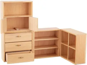 1:12 Mini Wood Cabinet Furniture Living Room Bedroom Cabinet Unit for Dollhouse Wood Color