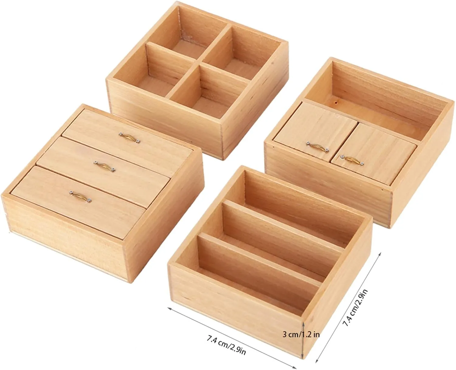 1:12 Mini Wood Cabinet Furniture Living Room Bedroom Cabinet Unit for Dollhouse Wood Color