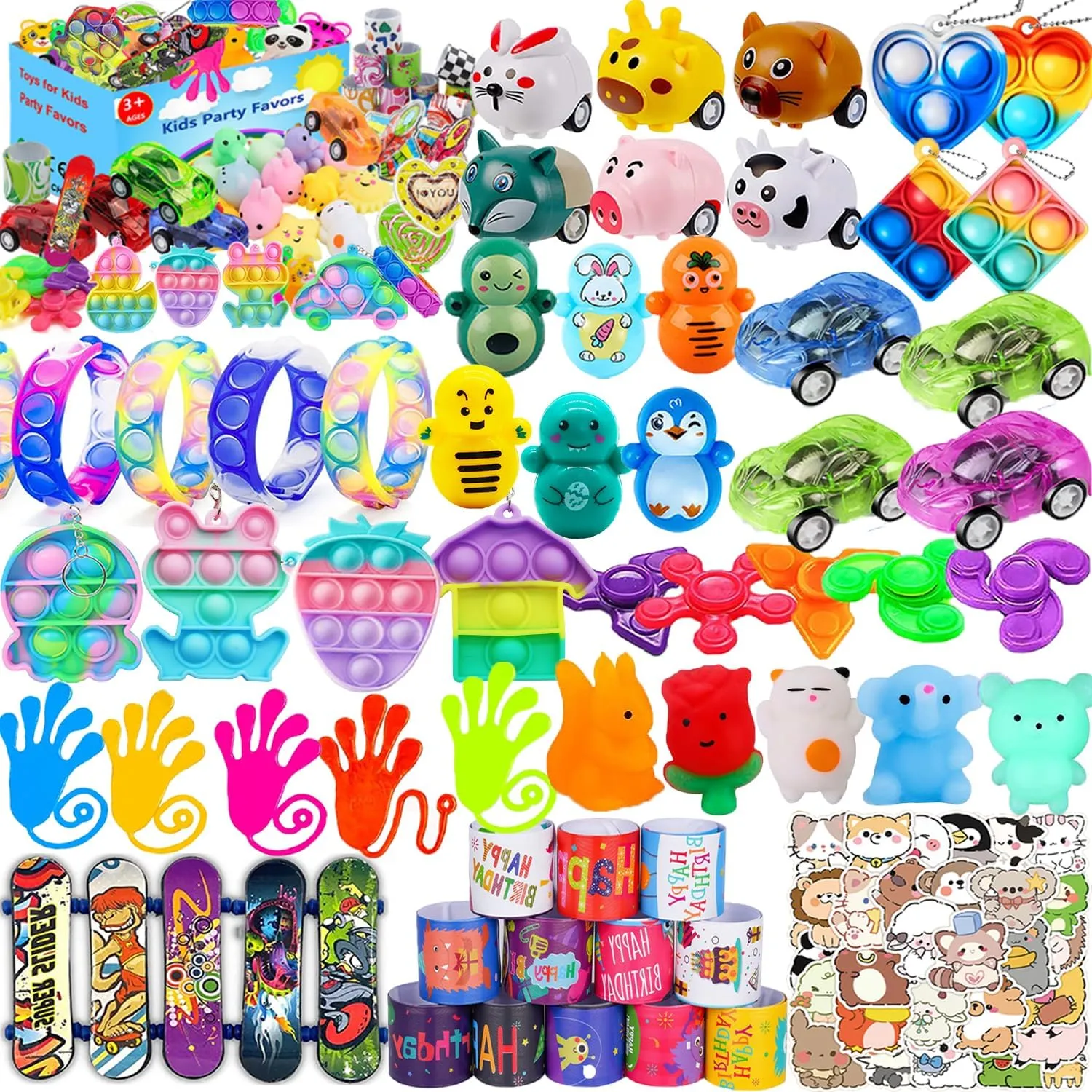 114 Pack Pop Party Favors for Kids 4-8 8-12, Premium Pop Fidget Toys, Birthday Gifts, Treasure Box Toys for Classroom, Carnival Prizes, Pinata Stuffers, Goodie Bag Stuffers