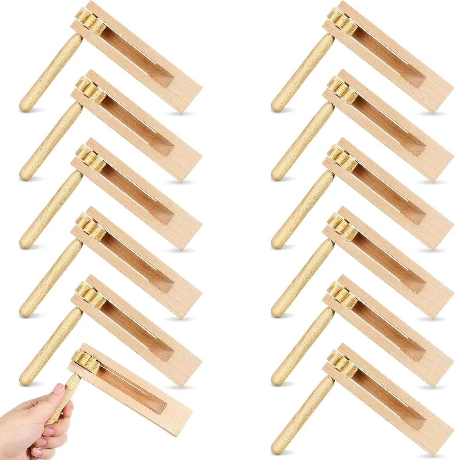 12 Pieces Wooden Ratchet Noise Maker, Traditional Mexican Rattle Ratchet Instrument Toy for Sporting Events Party Favor and Celebrations Birthday Present Football Games, 6 x 5.5 x 1.4 Inches