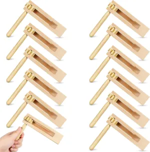 12 Pieces Wooden Ratchet Noise Maker, Traditional Mexican Rattle Ratchet Instrument Toy for Sporting Events Party Favor and Celebrations Birthday Present Football Games, 6 x 5.5 x 1.4 Inches
