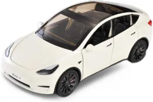 1/24 Model Y Alloy Simulation Casting Toy Car, Children's Dream Toys Car Toys with Sound, Light, Pull-Back, Birthday Gifts for Kids or Car Lovers White Elephant Gifts - White