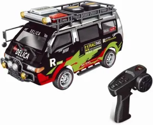 1:24 Scale RC Car Station Wagon for Delica, 4WD Full Scale Brushed 2.4GHZ Remote Control Off-Road Truck Simulation Model with LED Lights Vehicle for Adults