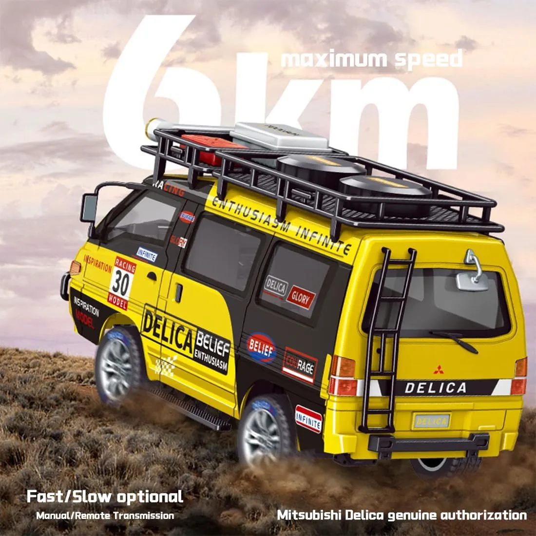 1:24 Scale RC Car Station Wagon for Delica, 4WD Full Scale Brushed 2.4GHZ Remote Control Off-Road Truck Simulation Model with LED Lights Vehicle for Adults