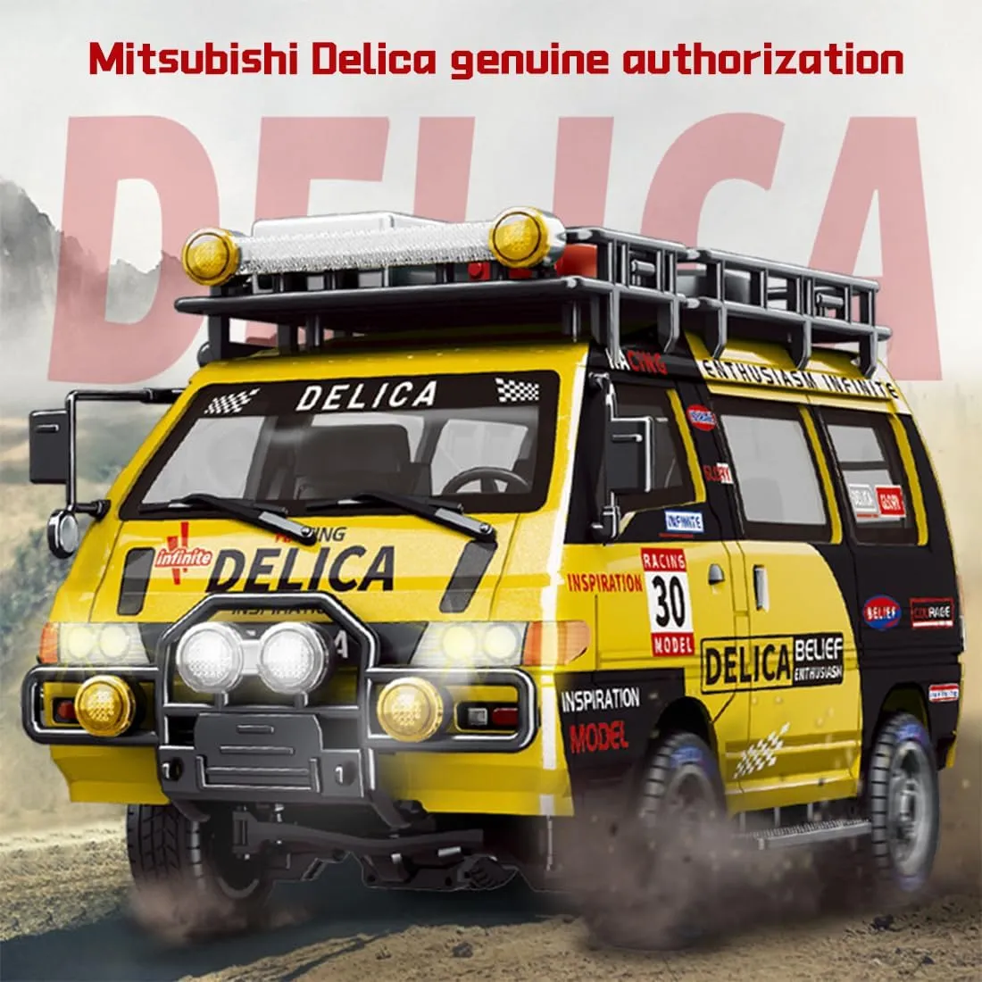 1:24 Scale RC Car Station Wagon for Delica, 4WD Full Scale Brushed 2.4GHZ Remote Control Off-Road Truck Simulation Model with LED Lights Vehicle for Adults