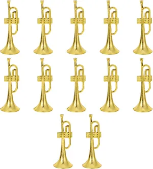 12pcs Musical Instrument Model 1:12 Scale Trumpet Miniature Christmas Ornaments an Fittings Toy Trumpet Mini Saxophone Figurine Toys Charm Plastic Christmas Tree Supplies Child