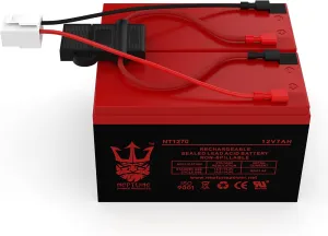 12V 7Ah Battery Scooter Replacement Set of 2 with New Wiring Harness (Replaces 6-DW-7)