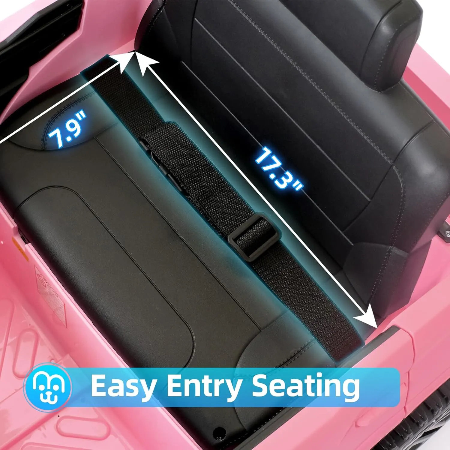 12V 7Ah Kids Electric Ride on Car Battery Powered Electric Truck Trunk with Remote Control Bluetooth Music MP3 Player 4 Wheel Full Suspension Gift for Boys Girls-Pink