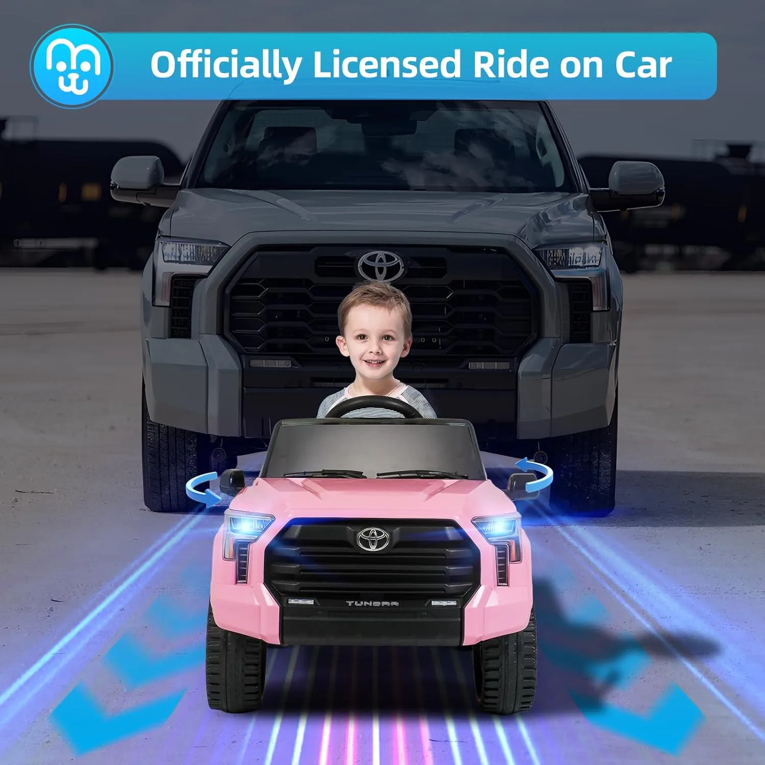 12V 7Ah Kids Electric Ride on Car Battery Powered Electric Truck Trunk with Remote Control Bluetooth Music MP3 Player 4 Wheel Full Suspension Gift for Boys Girls-Pink