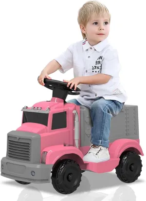 12V Electric Ride On Car for Toddlers, Kids Vehicle with Steering Wheel, Under-Seat Storage, Headlights, Music, Battery Powered Toy Car for Boys and Girls, Pink