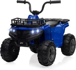 12V Kids Ride-On ATV, 4 Wheeler Electric Vehicle, Battery Powered Quad Toy, Music, Horn, LED Lights, Ideal Gift for Kids 3-8 Years