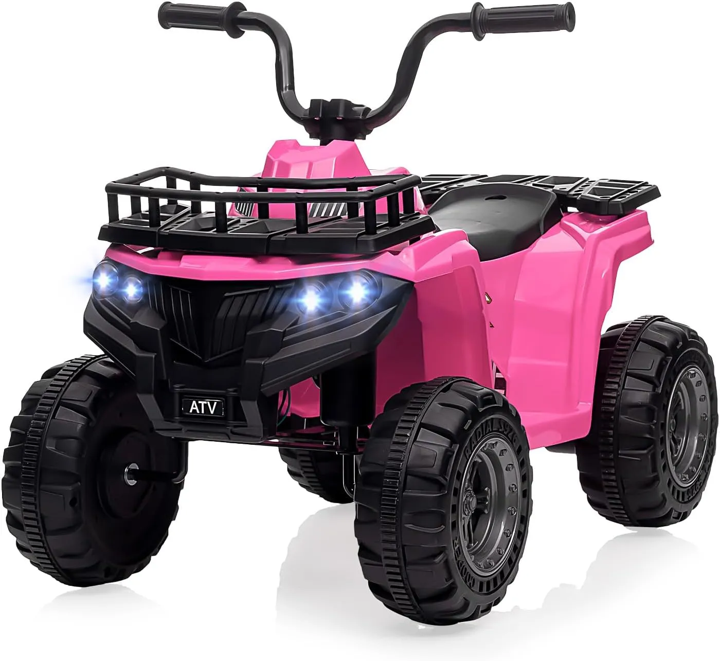 12V Kids Ride On ATV, 4 Wheeler Electric Vehicle for Kids, Battery Powered Quad Toy Vehicle with Music, Horn, High Low Speeds, Led Lights, Electric Ride On Toy