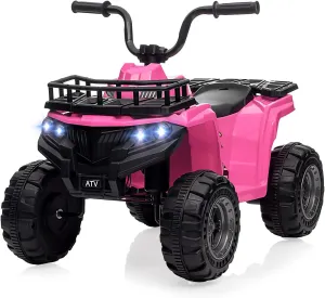 12V Kids Ride On ATV, 4 Wheeler Electric Vehicle for Kids, Battery Powered Quad Toy Vehicle with Music, Horn, High Low Speeds, Led Lights, Electric Ride On Toy