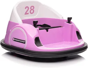 12V Kids Ride On Bumper Car Toddlers Electric Bumping Car Battery Powered Ride On Toy with Remote Control, Battery Display, 360°Spin, LED Lights, Music, Pink