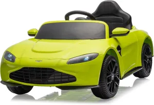 12V Kids Ride On Car Licensed Aston Martin Electric Sports Car Toy for Toddles Battery Powered Car with Remote Control, LED Lights, Horn, Soft Start, Music, Green