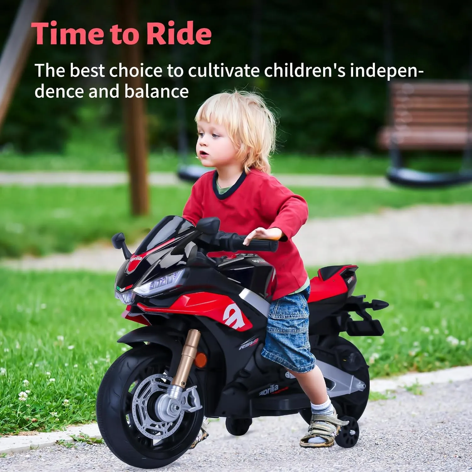 12v Kids Ride on Motorcycle, Electric Kids Moped, Battery Powered Motorcycle for 3 Years Old, Black
