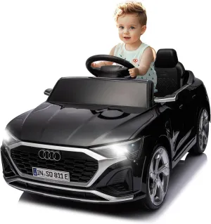 12V Licensed Audi SQ8 Kids Ride on Car - Ride on Toys with Remote Control,Dual Drive, Soft Start, 3 Speed, Music, LED Light, Battery Powered Electric Car for Toddlers Boys Girls Aged 3 , Black