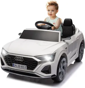 12V Licensed Audi SQ8 Kids Ride on Car - Ride on Toys with Remote Control,Dual Drive, Soft Start, 3 Speed, Music, LED Light, Battery Powered Electric Car for Toddlers Boys Girls Aged 3 , White