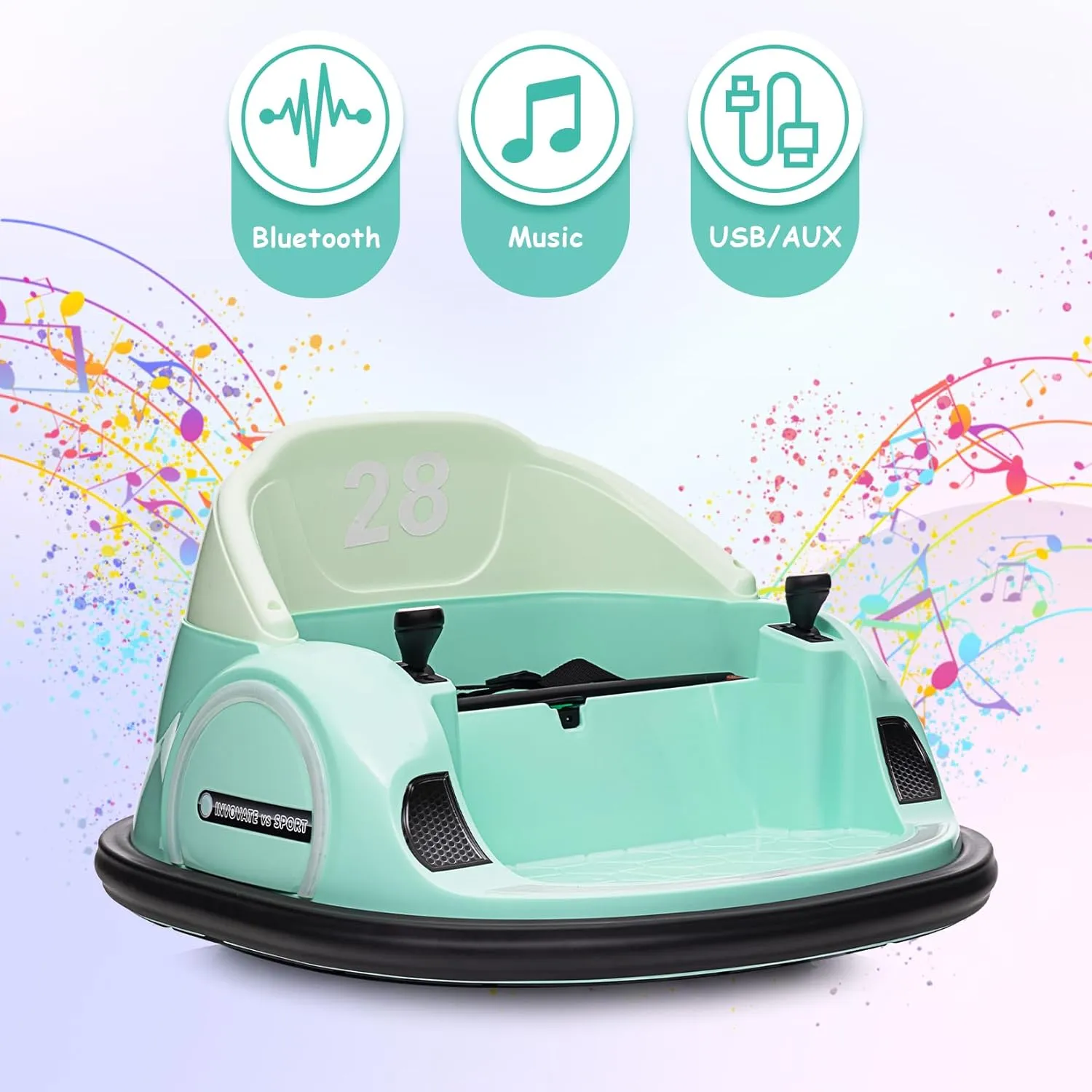 12V Ride On Bumper Car for Kids Ride on Toy Gifts Toddlers Electric Bumping Car with Remote Control, Battery Display, 360 Degree Spin, LED Lights, Music, Green