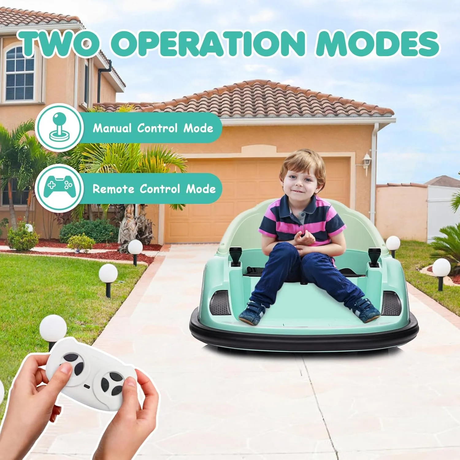12V Ride On Bumper Car for Kids Ride on Toy Gifts Toddlers Electric Bumping Car with Remote Control, Battery Display, 360 Degree Spin, LED Lights, Music, Green