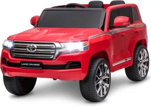 12V Ride On Car, Licensed Toyota Land Cruiser with Remote Control, Electric Car for Kids with Battery Powered, 3 Speeds, Music, Horn, LED Lights, Red