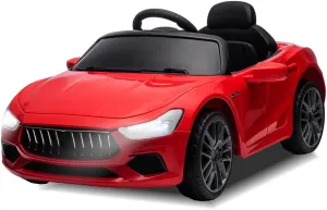 12V Ride On Car with Parental Remote Control, Rechargeable Battery Powered Electric Car with 2 Motors, Led Lights, MP3, Horn, Music, 4-Wheel, Gifts for Boys Girls Red