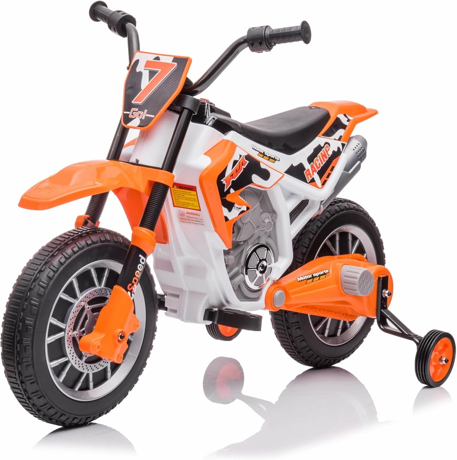 12V 7Ah Kids Motorcycle Dirt Bike Electric Battery Powered Ride On Toy Bike Off-Road Street Bike, Kids Ride on Electric Vehicles with Training Wheels, Built-in Music, Yellow