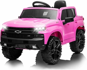 12V Ride on Car, Battery Powered Licensed Silverado GMC Kids Ride On Truck, Toddler Electric Vehicles Toys w/Remote Control, MP3/Bluetooth, Spring Suspension, LED Light (Pink-2)