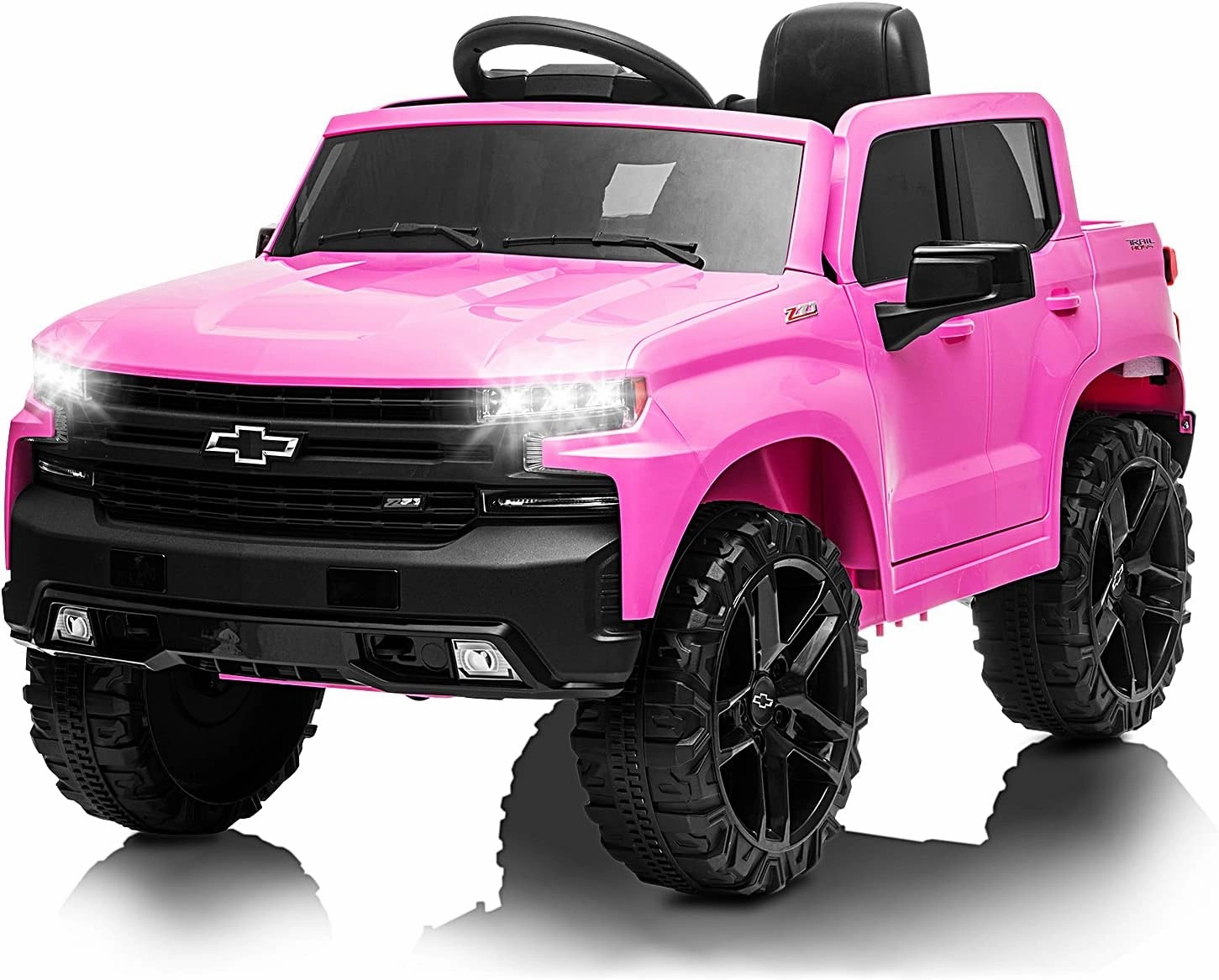 12V Ride on Car, Battery Powered Licensed Silverado GMC Kids Ride On Truck, Toddler Electric Vehicles Toys w/Remote Control, MP3/Bluetooth, Spring Suspension, LED Light (Pink-2)