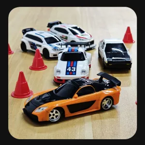 1/43 RC Drift Car Mini, 2.4G Full-Proportional Electric Remote Control Sports Car with LED Lights, 15 KM/H Racing Rally Cars Sedan Model, Toy Gift for Adults -RTR