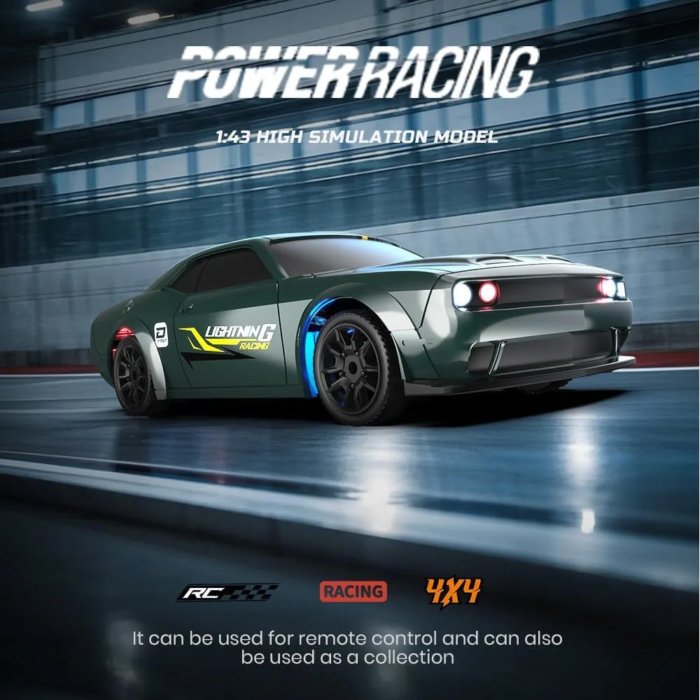 1/43 Scale Mini RC Drift Car for Adult, 2.4G 4WD Full-Proportional Remote Control Racing Car, RC Drift Cars with 15KM/H High Speed & LED Light (RTR Version/4 Set)